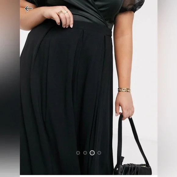 ASOS Black Pleated Midi Skirt - US 14 - Picture 3 of 7